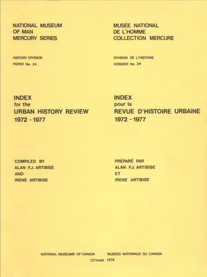 cover image of Index for the Urban History Review 1972-1977 / Index pour la revue d'histoire urbaine 1972-1977